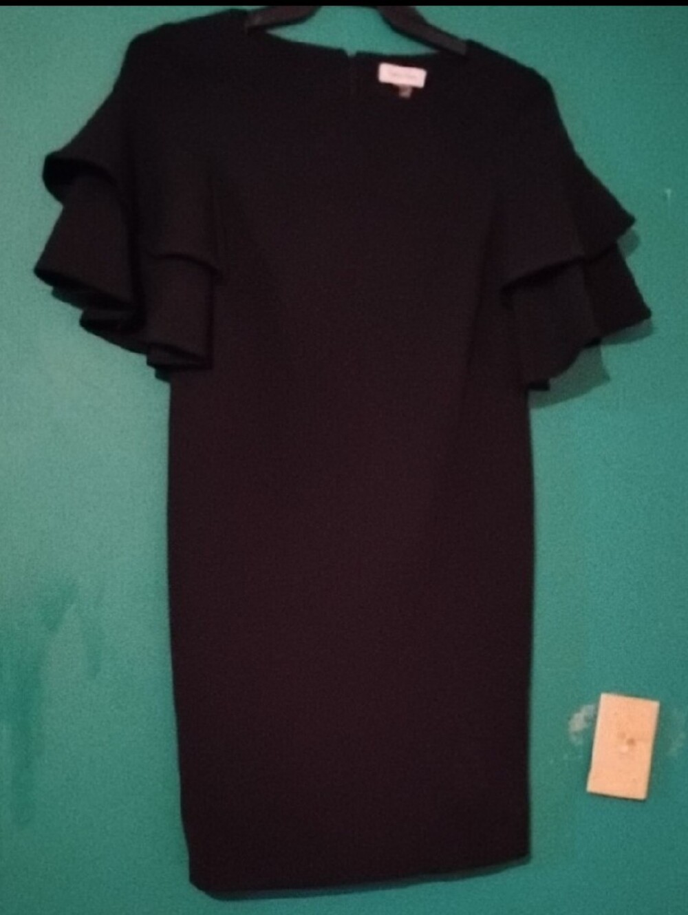 Calvin Klein Black Ruffle Sleeve Mini Dress